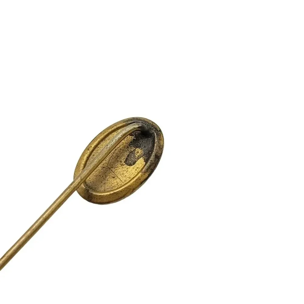 Engraved Initial U Oval Embellished Gold Tone Stick Pin Vintage 3